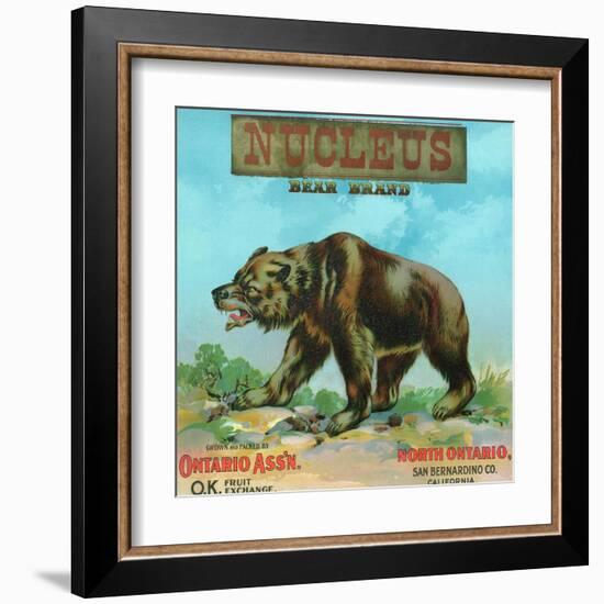 North Ontario, California, Nucleus Bear Brand Citrus Label-Lantern Press-Framed Art Print