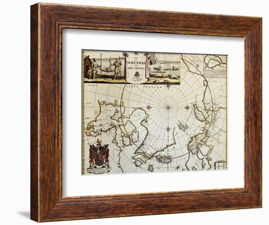 North Pole And Adjoining Lands Old Map. Created By Moses Pitt, Published In Oxford, 1680-marzolino-Framed Premium Giclee Print