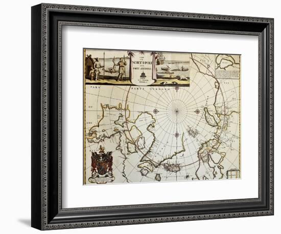 North Pole And Adjoining Lands Old Map. Created By Moses Pitt, Published In Oxford, 1680-marzolino-Framed Premium Giclee Print