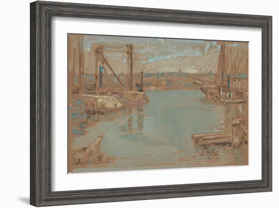 North River Dock, New York, 1901-Childe Hassam-Framed Giclee Print