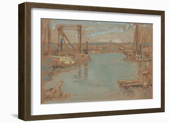 North River Dock, New York, 1901-Childe Hassam-Framed Giclee Print