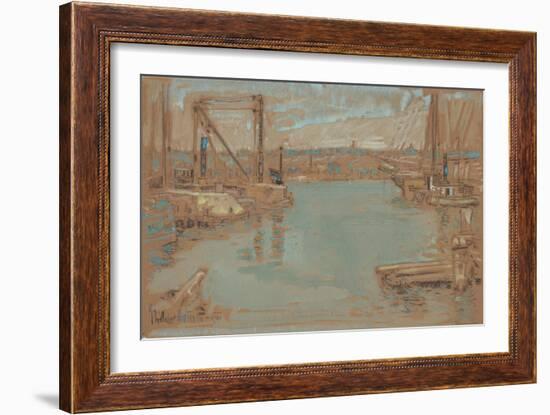 North River Dock, New York, 1901-Childe Hassam-Framed Giclee Print