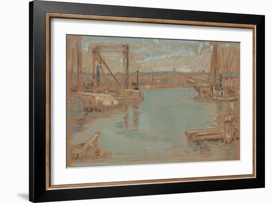 North River Dock, New York, 1901-Childe Hassam-Framed Giclee Print