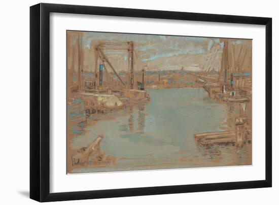 North River Dock, New York, 1901-Childe Hassam-Framed Giclee Print