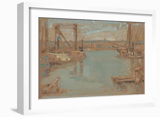 North River Dock, New York, 1901-Childe Hassam-Framed Giclee Print