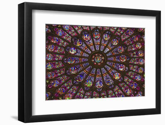 North Rose Window Virgin Mary Jesus Disciples Stained Glass Notre Dame Cathedral Paris, France-William Perry-Framed Photographic Print