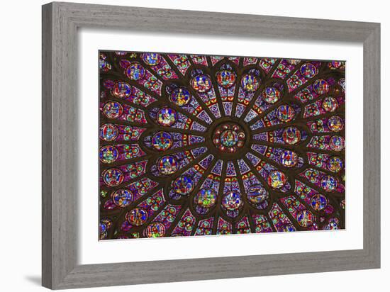 North Rose Window Virgin Mary Jesus Disciples Stained Glass Notre Dame Cathedral Paris, France-William Perry-Framed Photographic Print