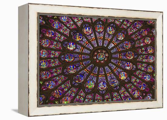 North Rose Window Virgin Mary Jesus Disciples Stained Glass Notre Dame Cathedral Paris, France-William Perry-Framed Premier Image Canvas