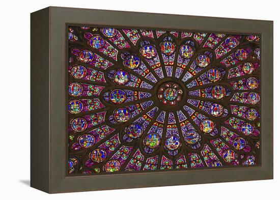 North Rose Window Virgin Mary Jesus Disciples Stained Glass Notre Dame Cathedral Paris, France-William Perry-Framed Premier Image Canvas