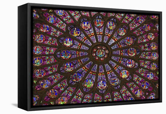North Rose Window Virgin Mary Jesus Disciples Stained Glass Notre Dame Cathedral Paris, France-William Perry-Framed Premier Image Canvas