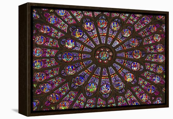 North Rose Window Virgin Mary Jesus Disciples Stained Glass Notre Dame Cathedral Paris, France-William Perry-Framed Premier Image Canvas