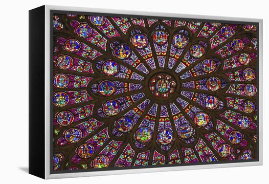 North Rose Window Virgin Mary Jesus Disciples Stained Glass Notre Dame Cathedral Paris, France-William Perry-Framed Premier Image Canvas