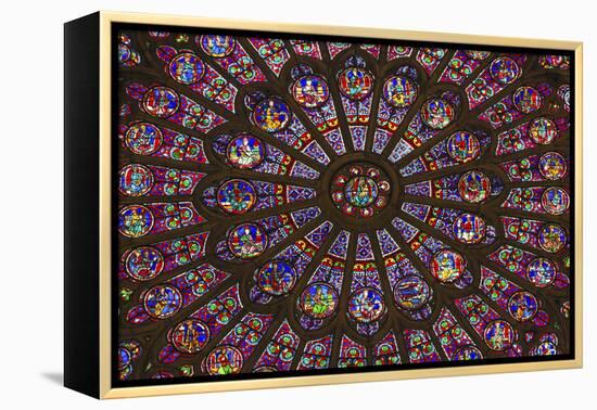 North Rose Window Virgin Mary Jesus Disciples Stained Glass Notre Dame Cathedral Paris, France-William Perry-Framed Premier Image Canvas