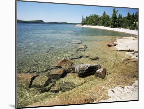 North Shore of Lake on Rocky Platform of Forested Laurentian Shield, Lake Superior, Canada-Tony Waltham-Mounted Photographic Print