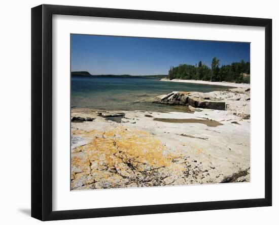 North Shore of Lake on Rocky Platform of Forested Laurentian Shield, Lake Superior, Canada-Tony Waltham-Framed Photographic Print