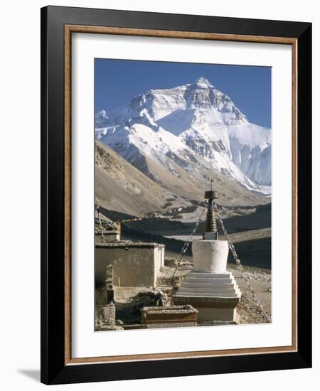 North Side of Mount Everest (Chomolungma), from Rongbuk Monastery, Himalayas, Tibet, China-Tony Waltham-Framed Photographic Print