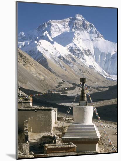 North Side of Mount Everest (Chomolungma), from Rongbuk Monastery, Himalayas, Tibet, China-Tony Waltham-Mounted Photographic Print