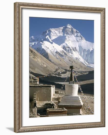 North Side of Mount Everest (Chomolungma), from Rongbuk Monastery, Himalayas, Tibet, China-Tony Waltham-Framed Photographic Print