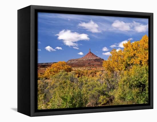 North Six Shooter Peak Framed With Yellow Fall Cottonwoods, Utah, USA-Bernard Friel-Framed Premier Image Canvas