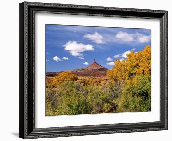 North Six Shooter Peak Framed With Yellow Fall Cottonwoods, Utah, USA-Bernard Friel-Framed Photographic Print