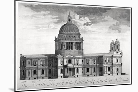 North View of St Paul's Cathedral, City of London, C1713-null-Mounted Giclee Print