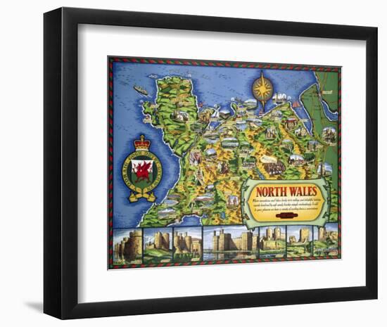 North Wales Map-null-Framed Art Print