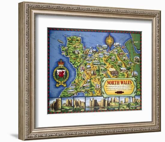 North Wales Map-null-Framed Art Print