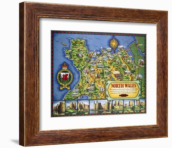 North Wales Map-null-Framed Art Print