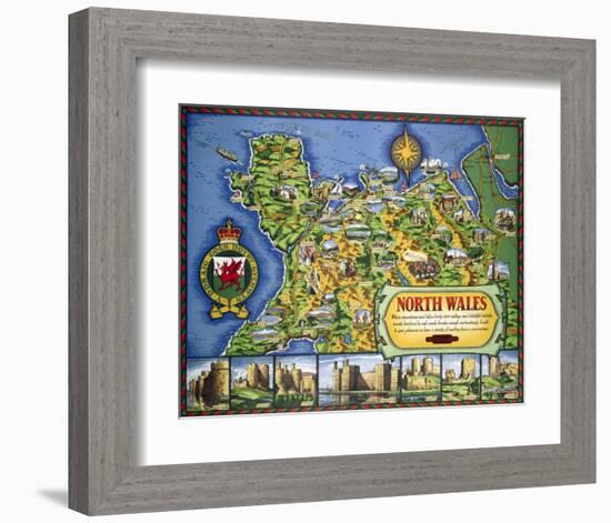 North Wales Map-null-Framed Art Print