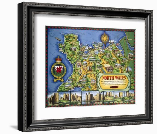 North Wales Map-null-Framed Art Print