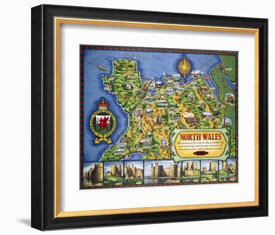 North Wales Map-null-Framed Art Print