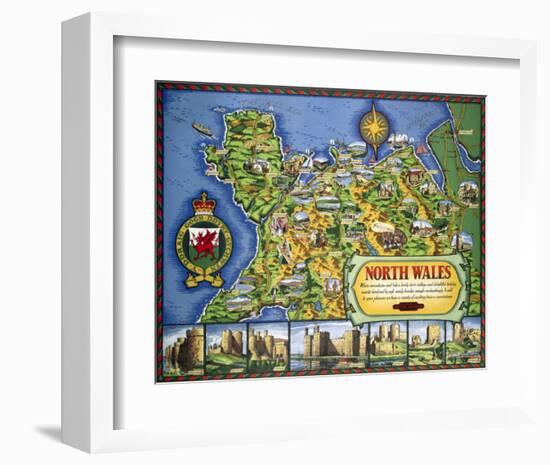 North Wales Map-null-Framed Art Print