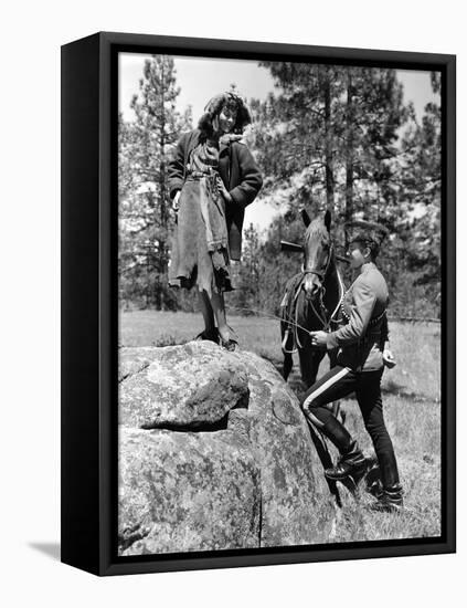 NORTH WEST MOUNTAIN POLICE, 1940 directed by CECIL B.DeMILLE Paulette Goddard and Robert Preston (b-null-Framed Stretched Canvas