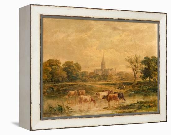 North-West Prospect of Salisbury Cathedral, Wiltshire-null-Framed Premier Image Canvas