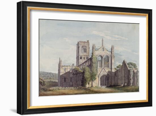 North West View of Kirkstall Abbey, 1777-Moses Griffiths-Framed Giclee Print