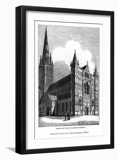 North West View of Salisbury Cathedral, 1843-J Jackson-Framed Giclee Print