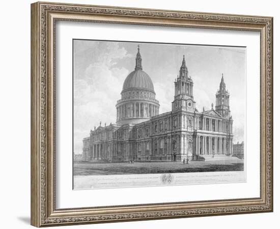 North-West View of St Paul's Cathedral, City of London, 1814-John Buckler-Framed Giclee Print