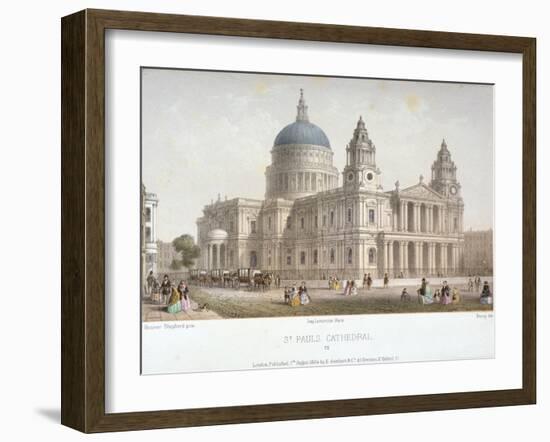 North-West View of St Paul's Cathedral with Figures Walking in Front, City of London, 1854-Christopher Wren-Framed Giclee Print