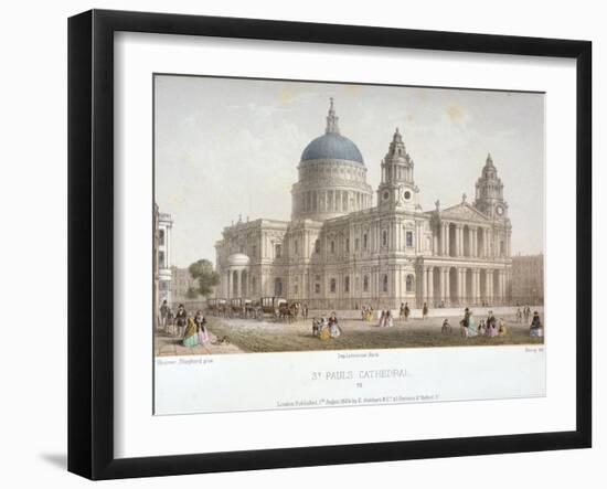 North-West View of St Paul's Cathedral with Figures Walking in Front, City of London, 1854-Christopher Wren-Framed Giclee Print