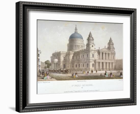 North-West View of St Paul's Cathedral with Figures Walking in Front, City of London, 1854-Christopher Wren-Framed Giclee Print