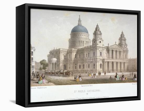 North-West View of St Paul's Cathedral with Figures Walking in Front, City of London, 1854-Christopher Wren-Framed Premier Image Canvas