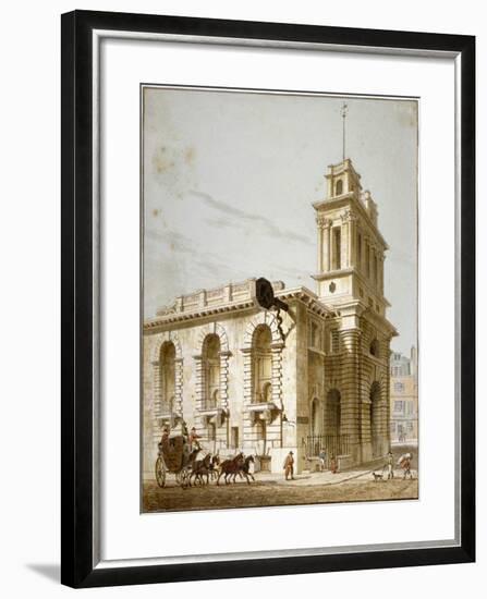 North-West View of the Church of St Mary Woolnoth, City of London, 1812-George Shepherd-Framed Giclee Print