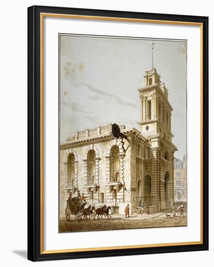 North-West View of the Church of St Mary Woolnoth, City of London, 1812-George Shepherd-Framed Giclee Print