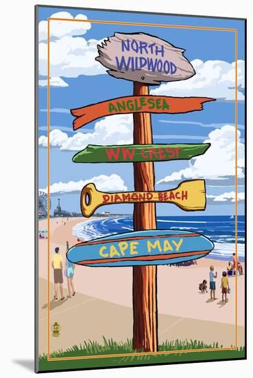 North Wildwood, New Jersey - Destination Sign-Lantern Press-Mounted Art Print