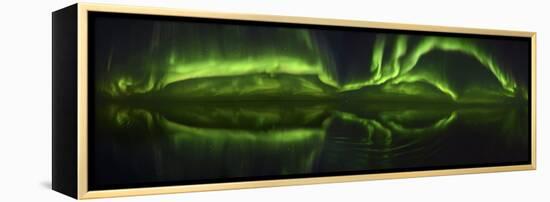 Northen Lights (Aurora Borealis) over the ocean, Canada-Raul Touzon-Framed Premier Image Canvas