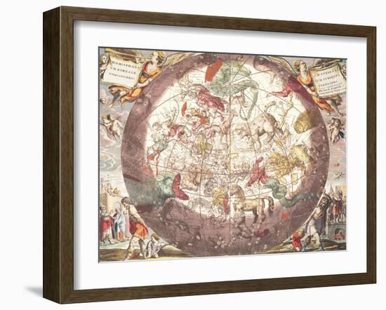 Northern (Boreal) Hemisphere, from "Atlas Coelestis," Engraved by Pieter Schenk (1660-1719)-Andreas Cellarius-Framed Giclee Print