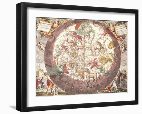 Northern (Boreal) Hemisphere, from "Atlas Coelestis," Engraved by Pieter Schenk (1660-1719)-Andreas Cellarius-Framed Giclee Print