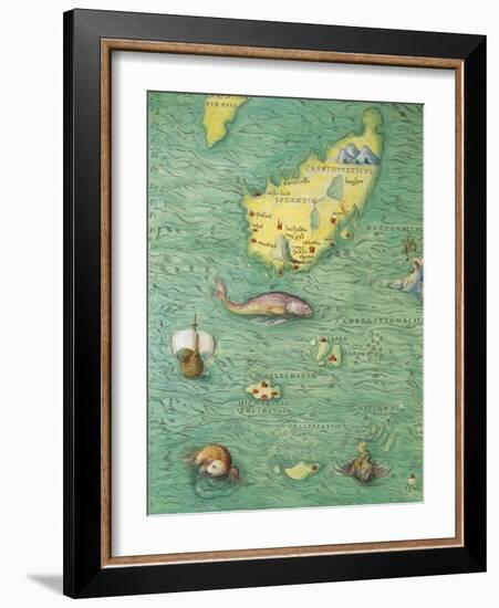 Northern Europe: Iceland, from Atlas of the World in Thirty-Three Maps, 1553-Battista Agnese-Framed Giclee Print