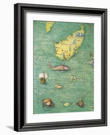 Northern Europe: Iceland, from Atlas of the World in Thirty-Three Maps, 1553-Battista Agnese-Framed Giclee Print