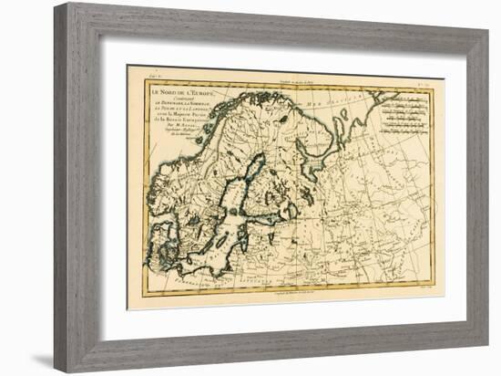 Northern Europe, Including Denmark, Norway, Sweden and Lapland, with Most of Western Russia, from…-Charles Marie Rigobert Bonne-Framed Giclee Print